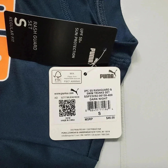 Puma rash guard swim Shorts And Top - Picture 5 of 8